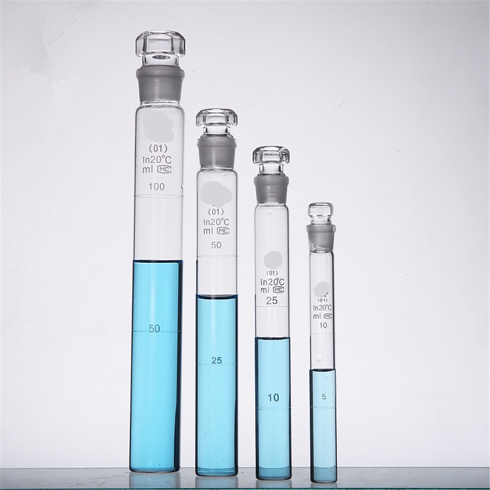 1 stk 10ml,25ml,50ml 100ml glas farve sammenligningsrør kolorimetrisk cylinder nessler glasrør med prop