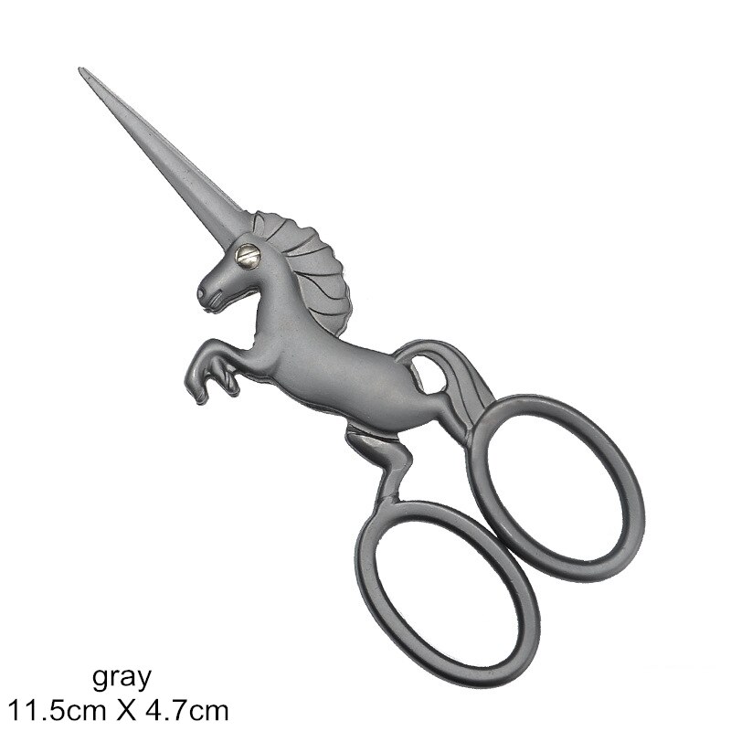 Sewing Scissors Unicorn Tailor Embroidery Scissor Classic Handicraft Fabric Antique Stitch Craft DIY Cut Art Cross Sewing Tool,Q: Unicorn Gray