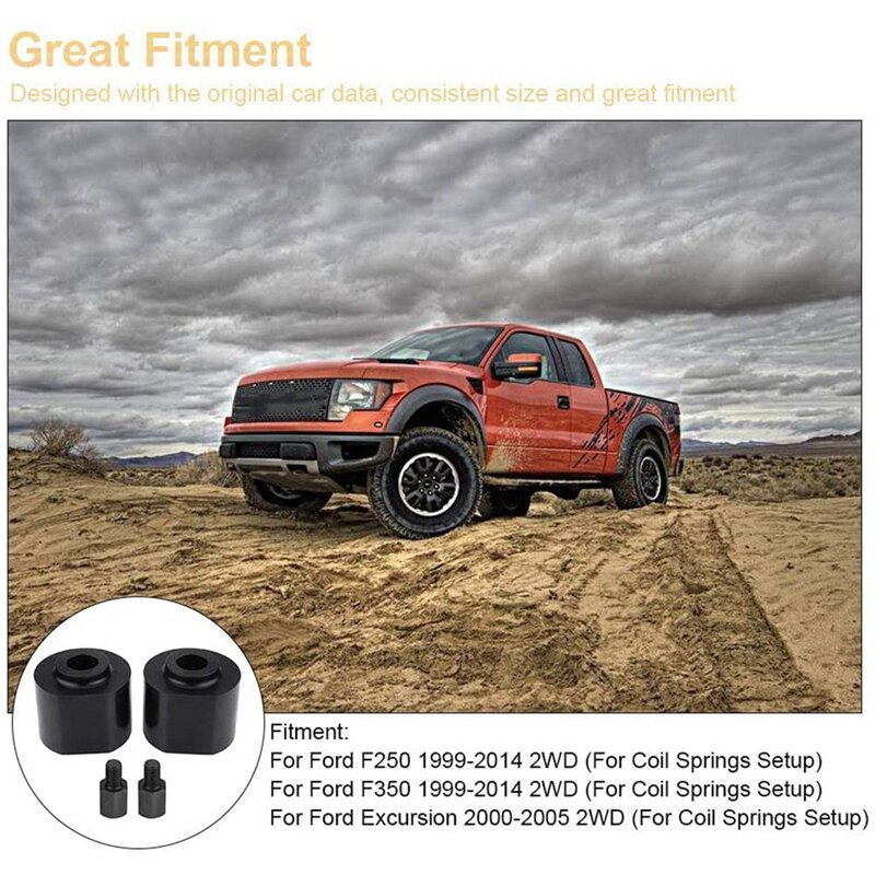 Leveling Lift Kit Black 3Inch Front Leveling Lift Kit Super Duty with Stud Extender Lifting Pad for F250 F350 Excursion