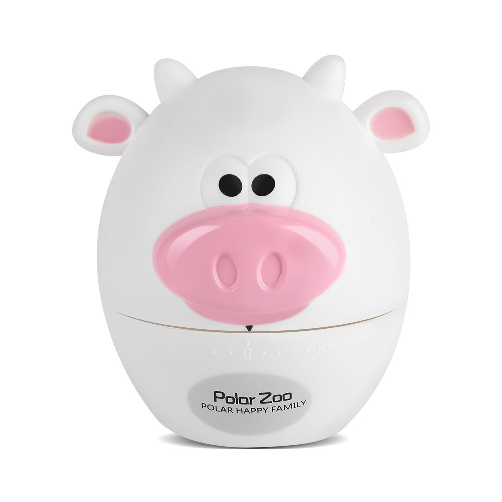 Kitchen Timer Cartoon Cows Bear Kitchen Reminders Timer Mechanical Countdown 55 Minutes Convenient Cooking Supplies Accessories: white Cattle