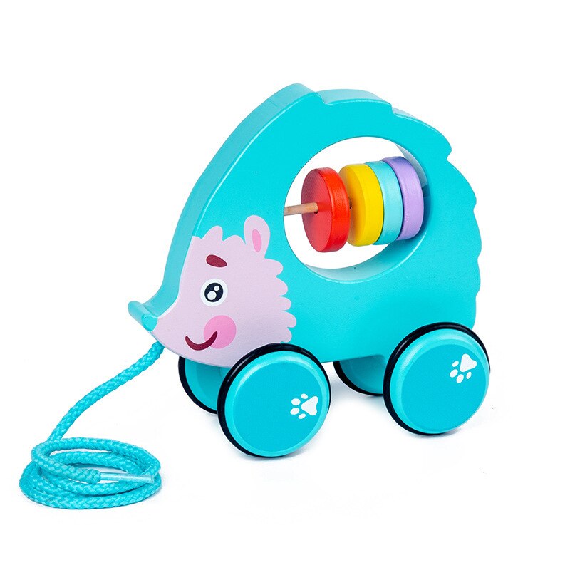 New Baby Pull Rope Walking Toy creativo simpatico cartone animato ippopotamo maiale cane elefante Fawn Drag Car Animal Pull Rope Toy Car giocattolo per bambini: 01