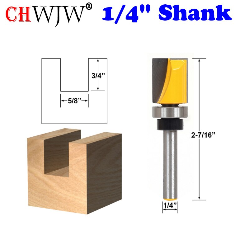 Wolfride 4 STKS Flush Trim Router Bit Set 1/4 Inch Schacht Top Lager Flush Trim Router Bit