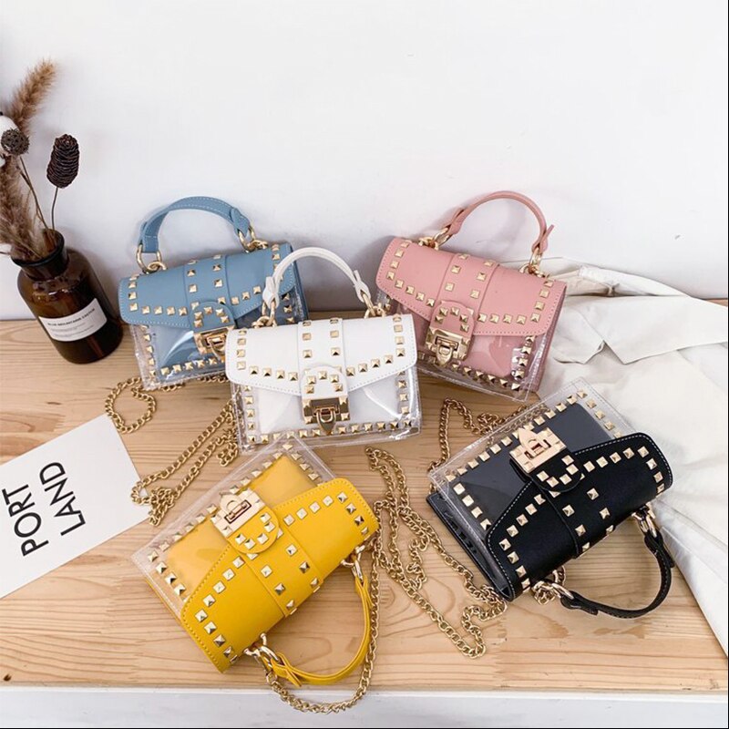 PU Leather Purses and Handbags PVC Rivet Decoration Bags for Women Girls Female Shoppers Casual Wallets