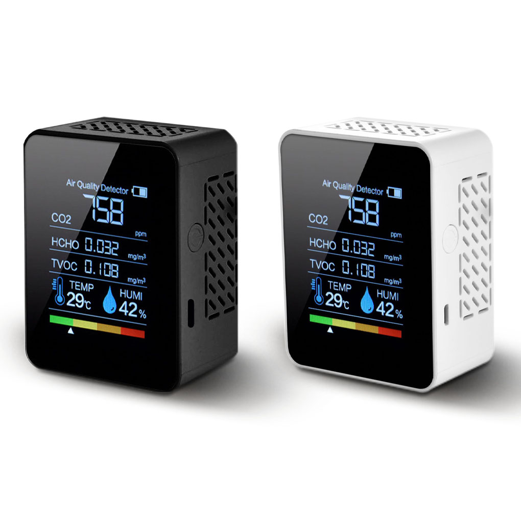 5in1 CO2 Meter Digital Temperature Humidity Tester Multifunctional Carbon Dioxide TVOC HCHO Detector Air Monitor