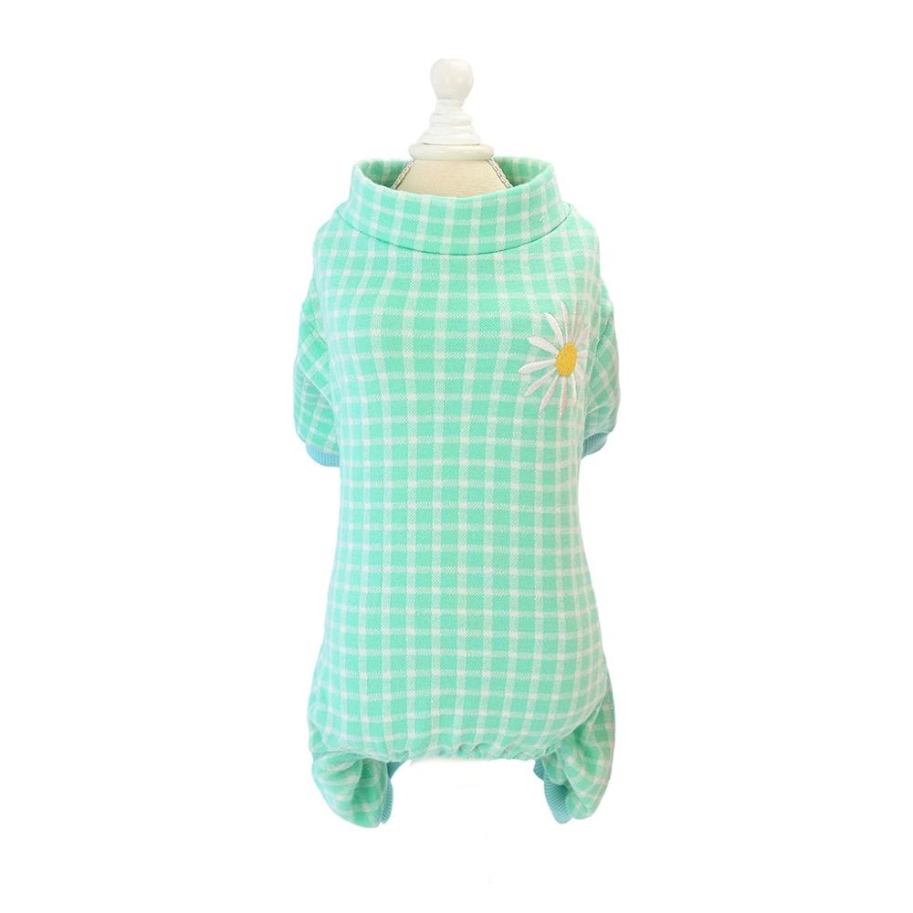 Mooie Kleine Honden Pyjama Vier Poten Honden Kat Kleding Puppy Jumpsuit Voor Hond Jas Voor Chihuahua Honden Plaid kleding: Licht Groen / L