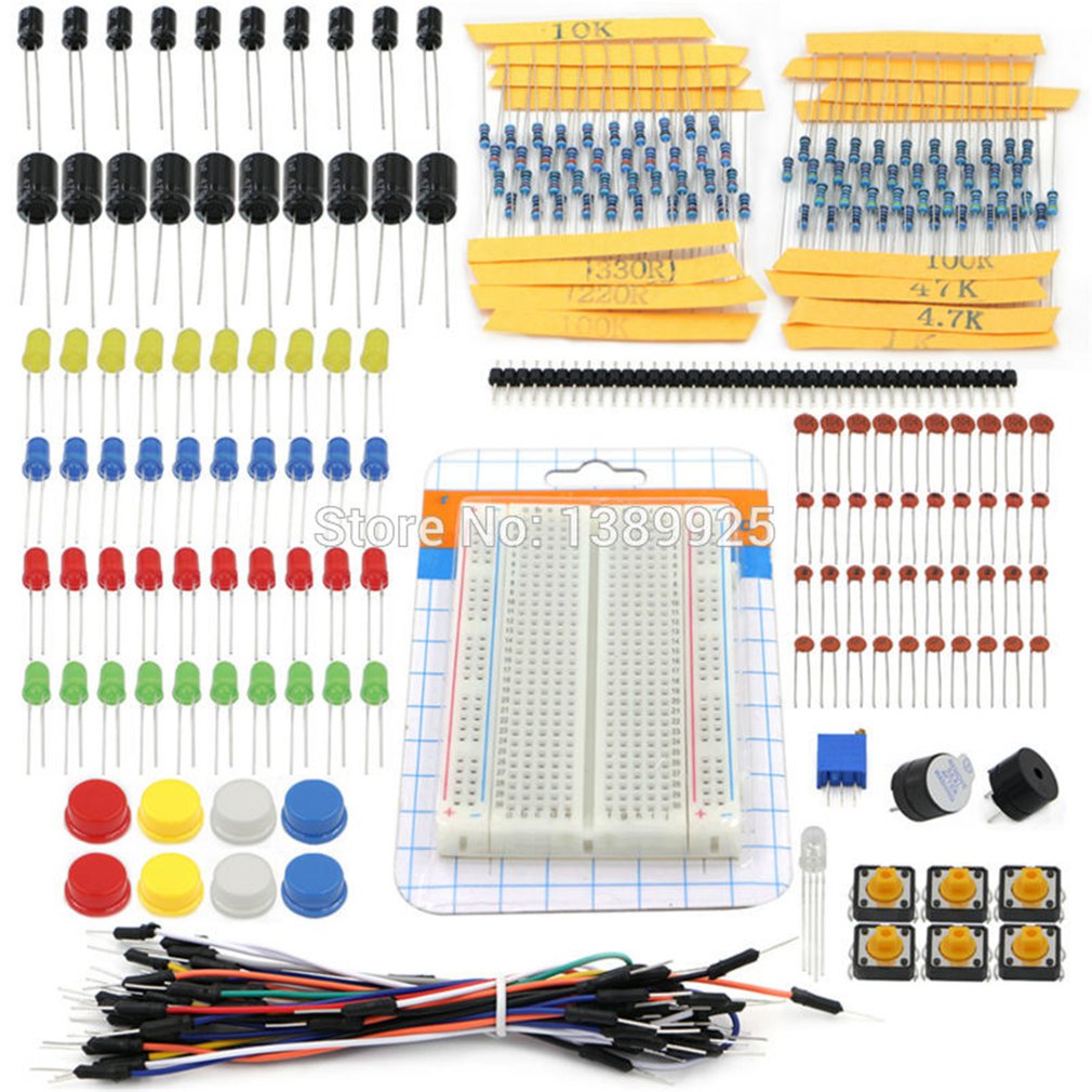 1 set 400 holes Starter Kit for Arduino Resistor / LED / Capacitor / Jumper Wires / Test Board Resistance Kit