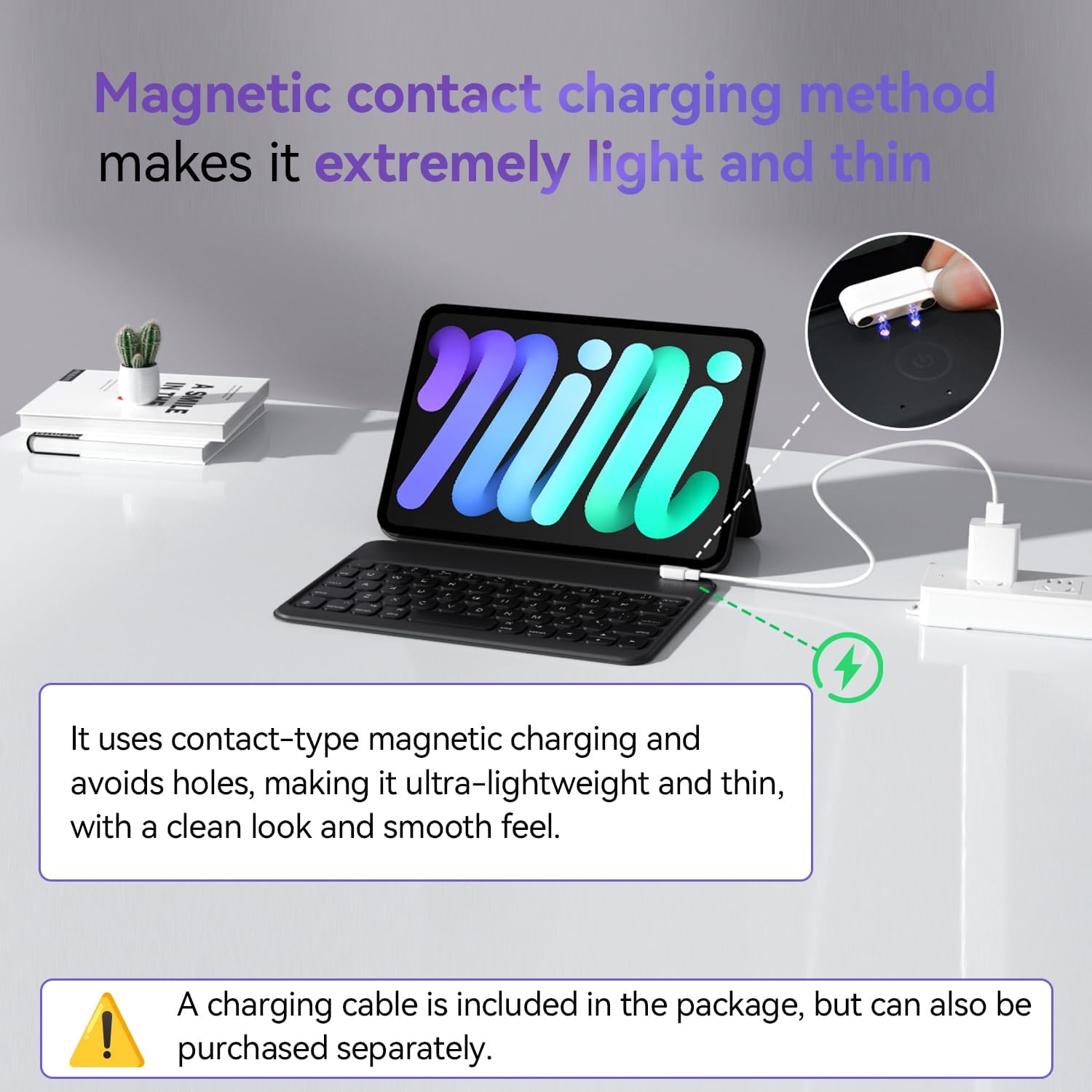 Tangentbordsfodral för ipad mini 7th (a17 pro) och 6th ) 8.3- tum, ultratunt folio-tangentbord, magnetiskt skyddsfodral