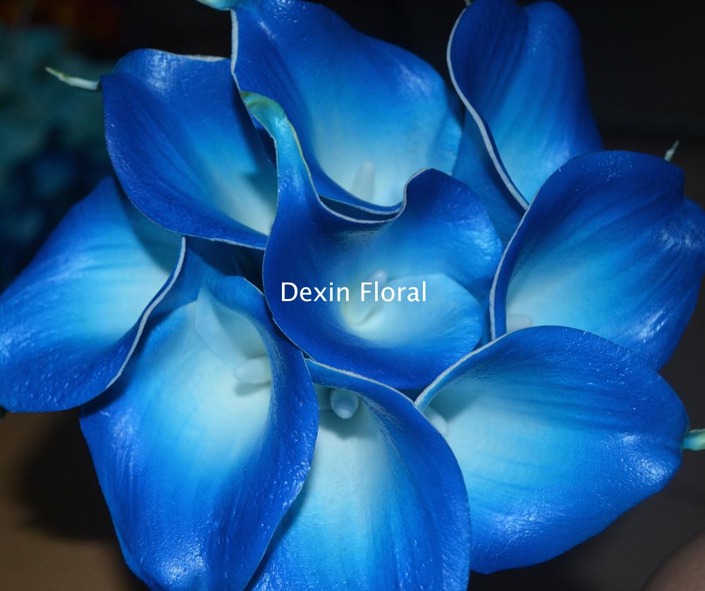 Calla Lilies Natural Real Touch Flowers Picasso Purple White Calla Lily For Wedding Bouquets Centerpieces: dark turquoise blue