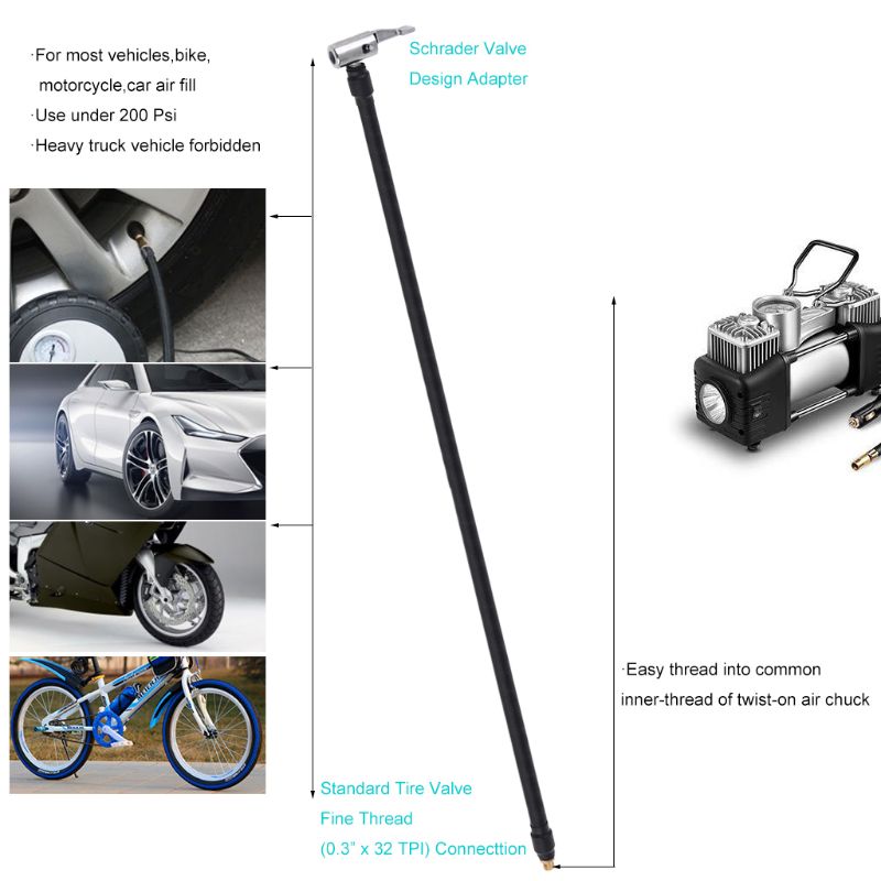 Vergrendeling Air Chuck Met Luchtslang Inflator Adapter Voor Fiets, Motorfiets, Auto Band