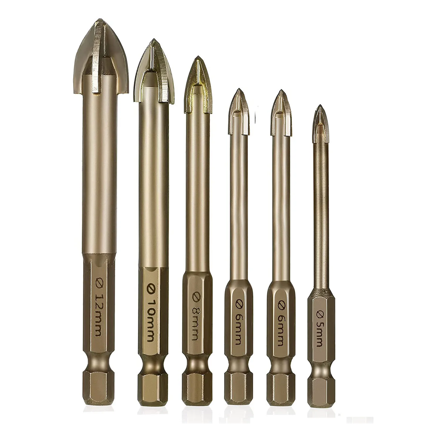 Glas Beton Boor Set Legering Carbide Punt met Snijranden Tegel Glas Kruis Speerkop Hex Keramische Boren Tool: Paars