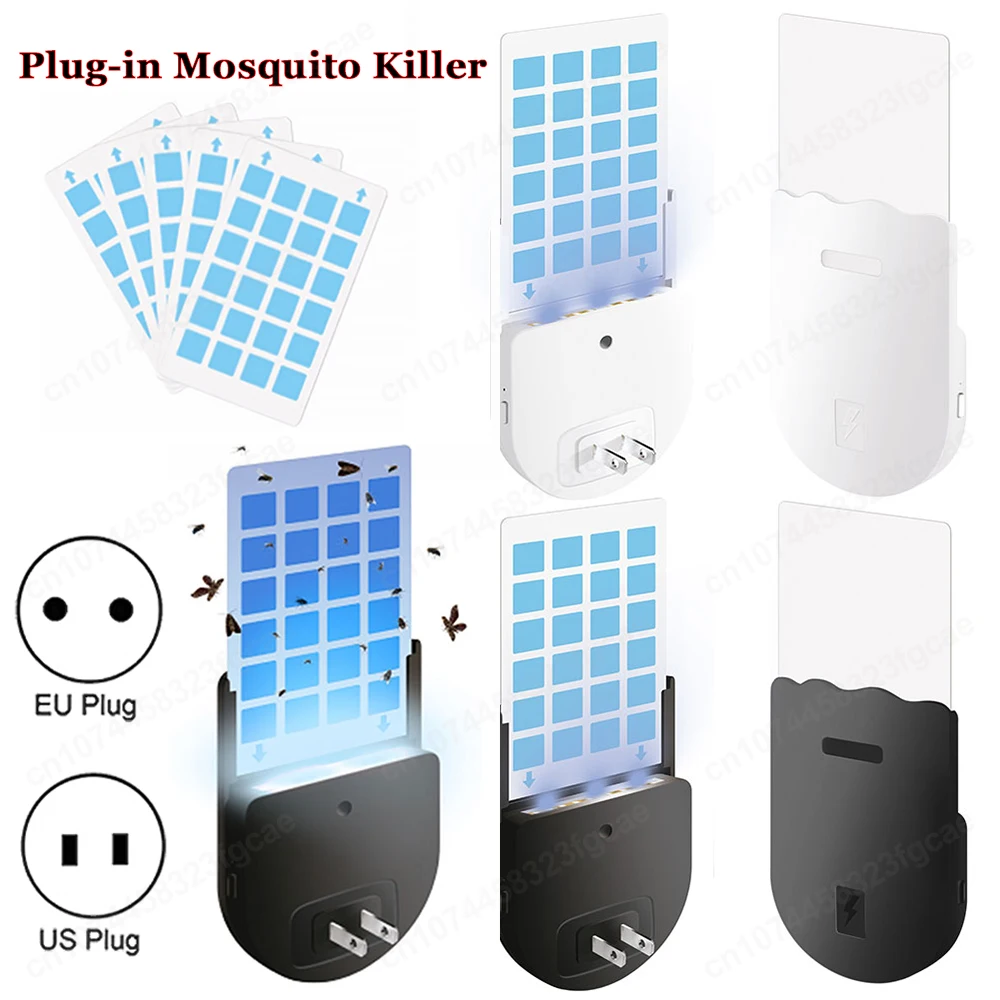 Flygande insektsfälla uv-lockmedel plug-in myggdödare fruktflugor fluginsektsfångare giftfri klibbig fälla med nattlampa
