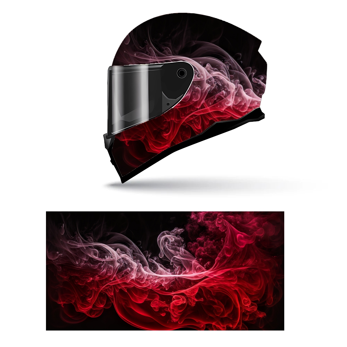 Abstract Red Smoke Full Helmet Wrap Sticker Motorcycle Helmet Racing Graphic Decal Vinyl Wrap Helmet Decorative Sticker: XL / Red