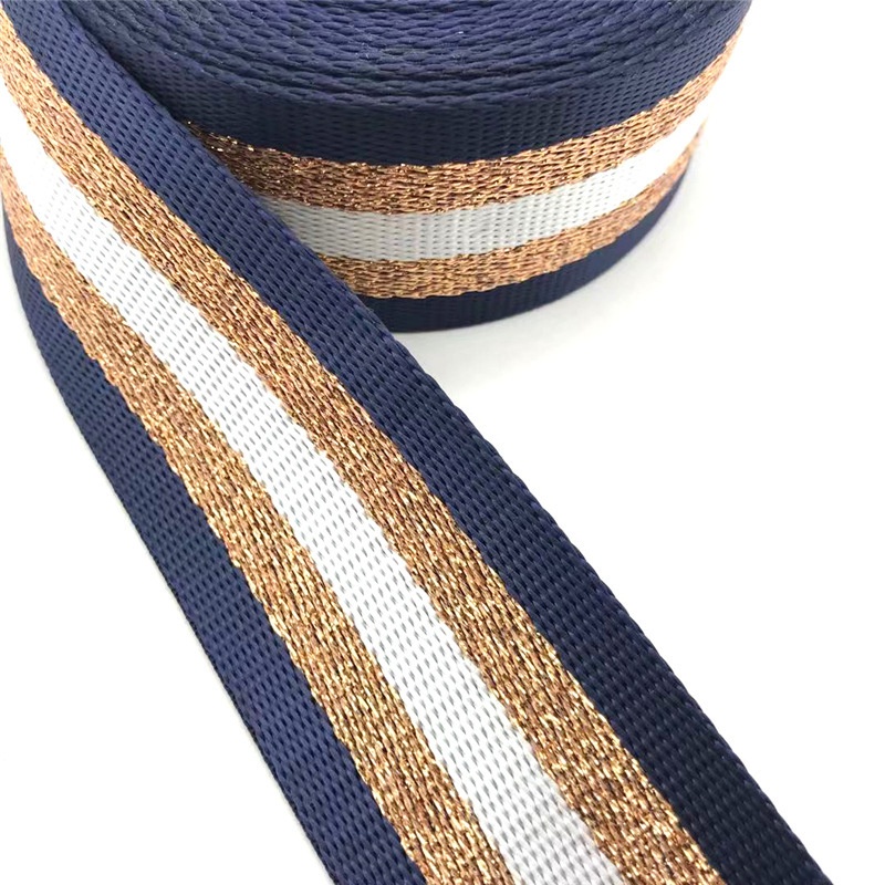 1.5inch Wide 3 meters Metallic Golden/Silver Strip Webbing Strap For Bag Strap DIY Crafting Projects