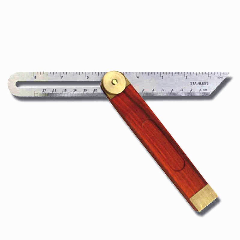 2 in 1 Angle Rulers Gauges 8" Tri Square 9" Sliding T-Bevel With Wooden Handle Level Measuring Tool