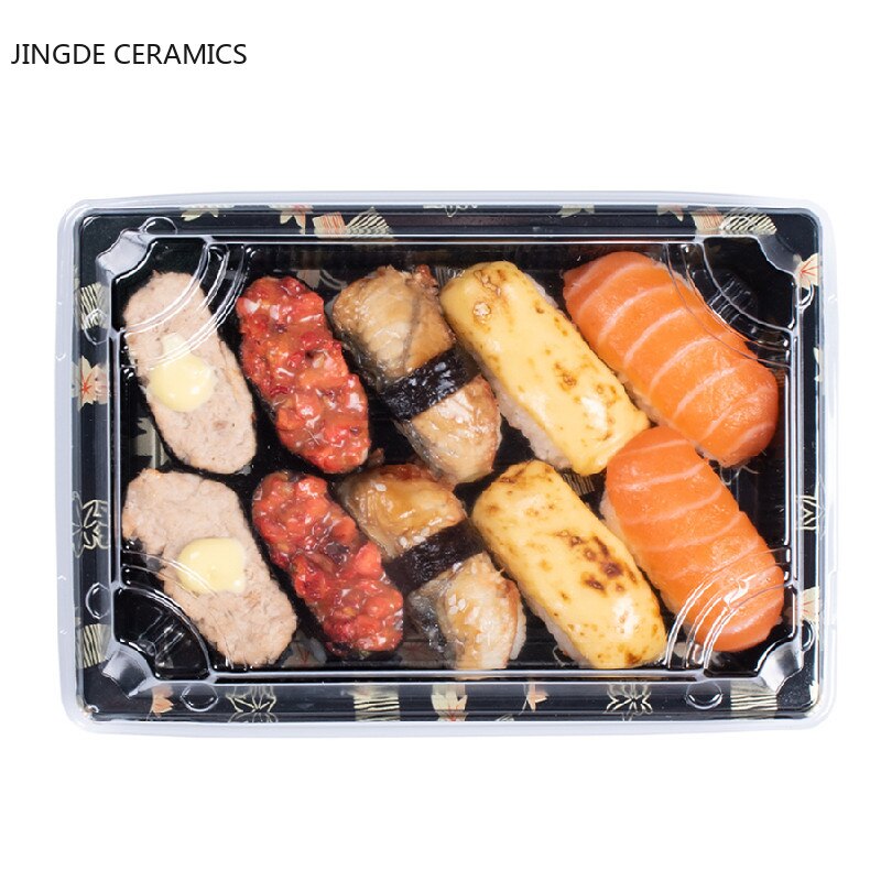50pcs Japanese Disposable Sushi Packing Box Lunch Box Fruit Boxes Sashimi Sushi Food Container Portable Take Out Boxes