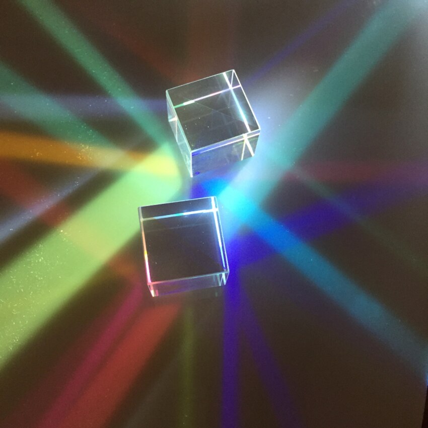Prismes verre optique Cube défectueux croix dichroïque prisme miroir combinateur séparateur décor Module Transparent jouet outils d'enseignement