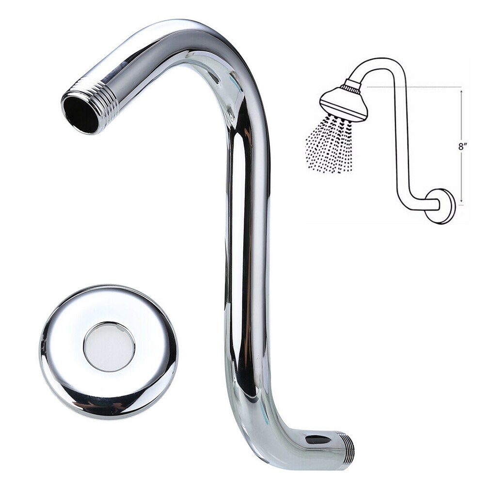 20cm 8Inch S-Curved GooseNeck Shower Arm Durable Stainless Steel High Rise Extension Shower Arm Bathroom Accessories