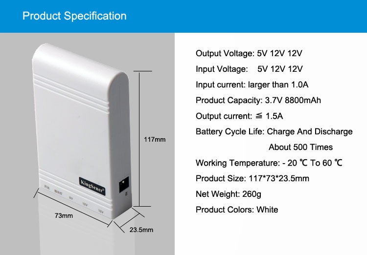 Kingsener Mini Power Bank 5V 12V emergency backup battery 8800mAh ups power bank for Wifi Router and Mobile Multifunctional UPS