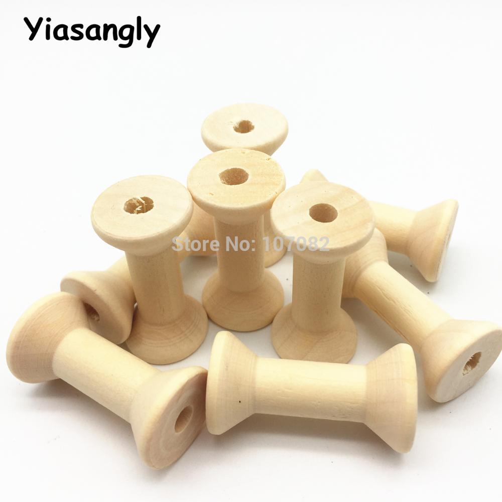 40pcs/lot 40*20mm Natural Wood Spools Wooden Spool Bobbins DIY Sewing Tools Crafts Threading Sewing Needlework For Scrapbooking