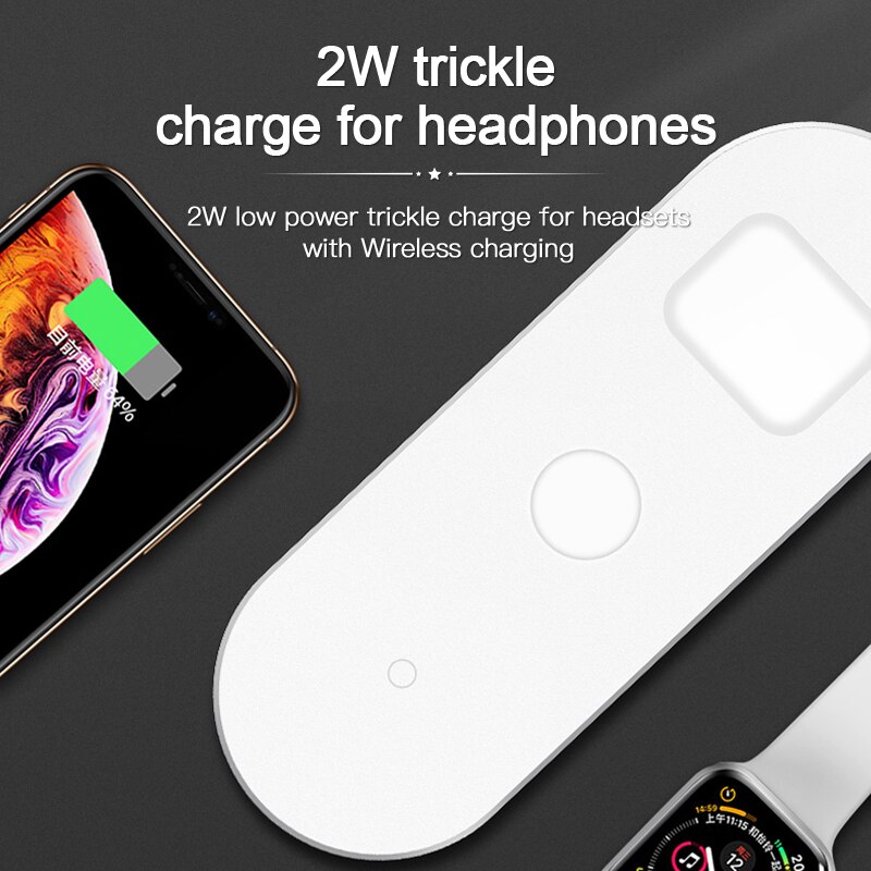 3 in- in-1 draadloze oplader voor iphone x xs max  xr 11 pro, snel draadloos opladen voor apple watch 2 3 4 5 airpods qi-oplaadstation