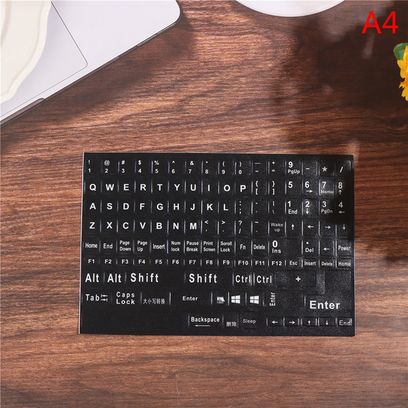 English Full 120 Keys Matte Standard Waterproof Keyboard Stickers Layout Letter Alphabet 10-17" Desktop Laptop Accessories: black