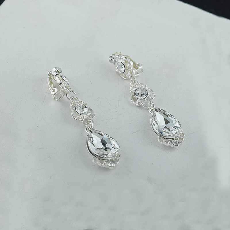 Super Flashing Crystal Jewelry Set White Plating Rhinestone Sparkly Necklace Earring Crown Wedding Dresses Decorations SJT00188