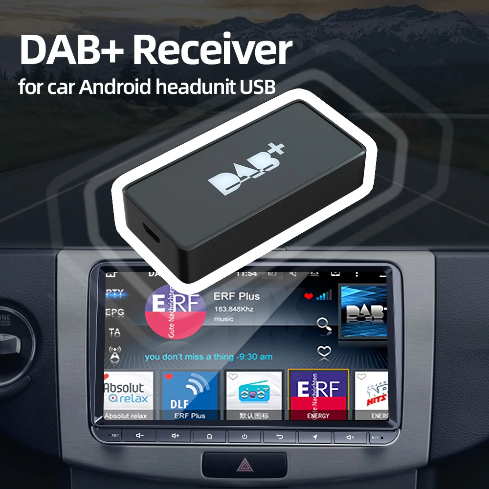 Antena DAB + para Radio de coche Android con adaptador USB, reproductor receptor DAB estéreo GPS, escaneo automático, compatible con logotipo de lista de canales