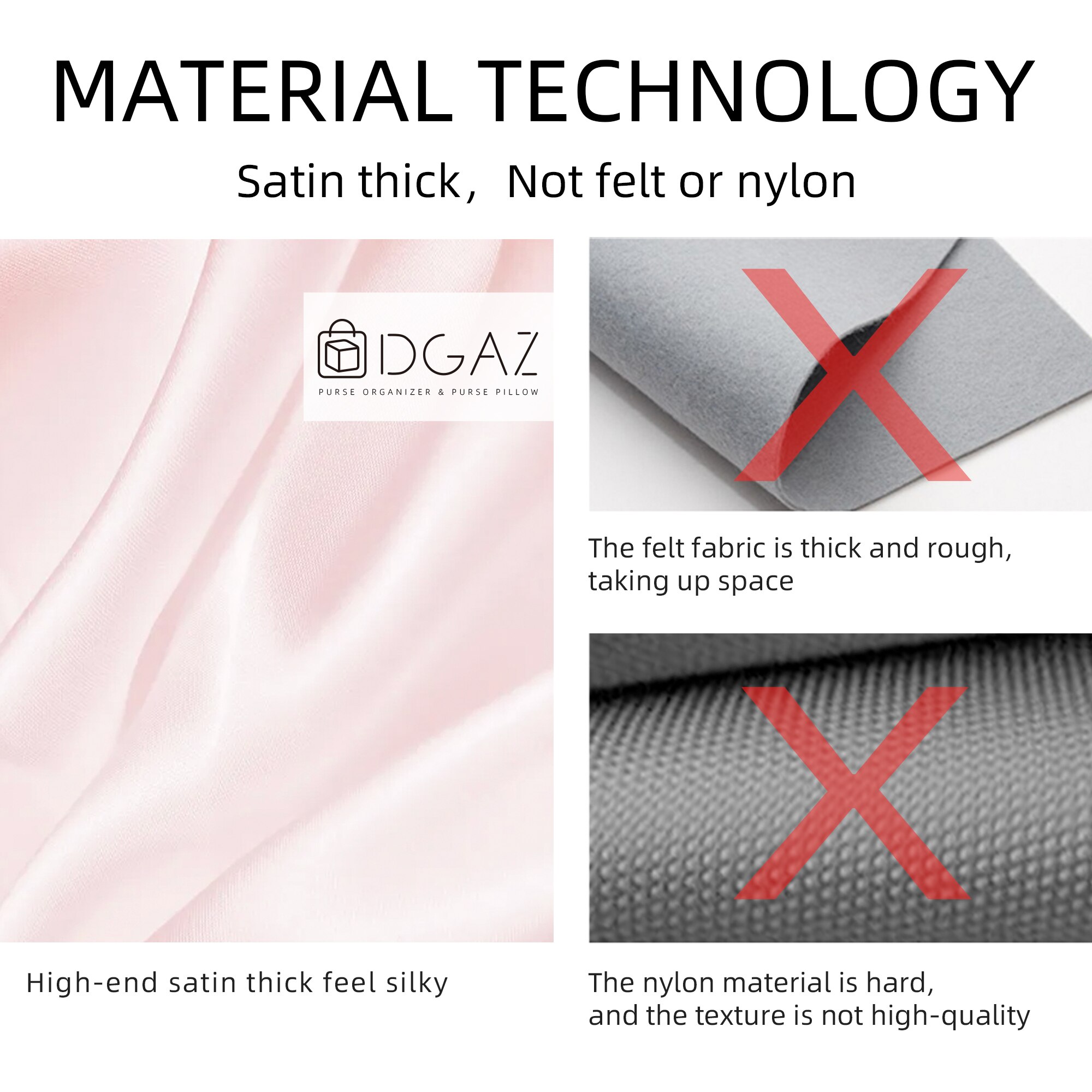 DGAZ Purse Organizer Satin thick Fits H-PC pic-otin 18/22 Bags,Silk ,Luxury Handbag Tote in Bag Shapers , Women