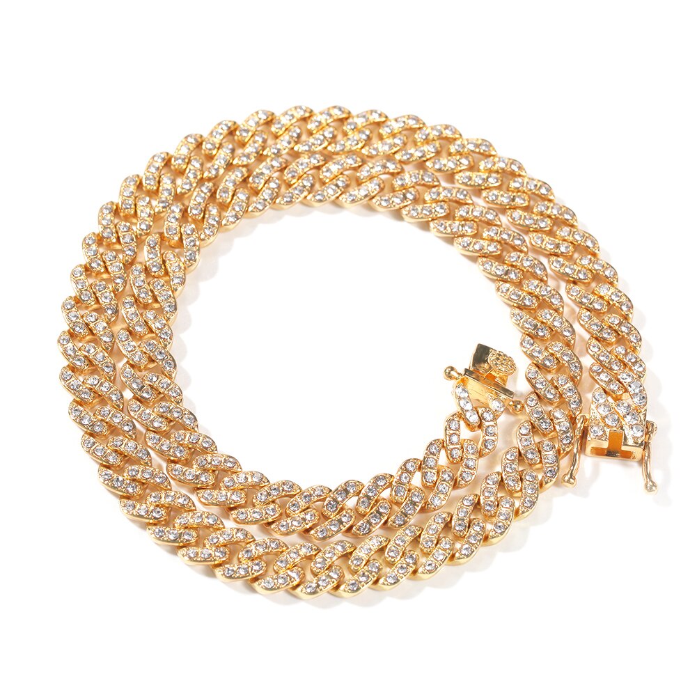 Uwin 9Mm Miami Link Rhinestone Cubaanse Ketting Volledige Iced Out Punk Bling Charm Hip Hop Sieraden Statement Ketting