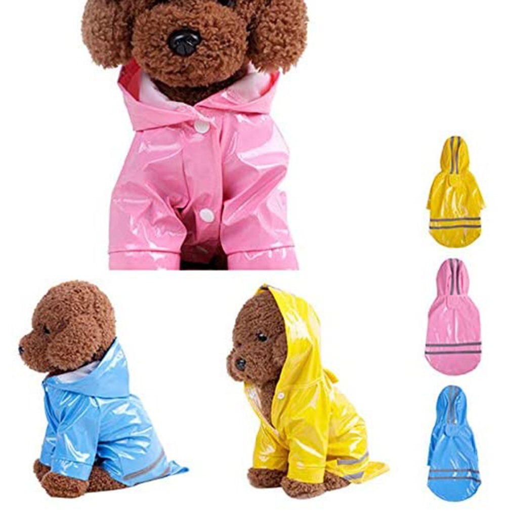 Pu Reflective Strip Pet Raincoat Outdoor Pet Rain Proof Dog Hooded Waterproof Coat Cat And Dog Clothing