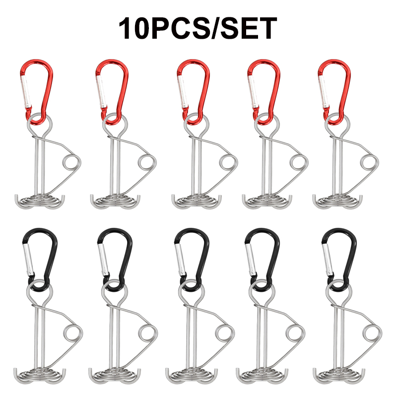 Kołek do pokładu ośmiornicy w kształcie spirali z karabińczykiem, klamry do liny wiatrowej, paliki do namiotu, kołek do deski sprężynowej, 5 szt., 10 szt.: green