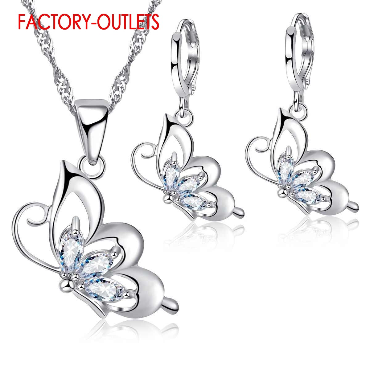 Mode-sieraden Voor Decoratie Leuke Dierlijke Hanger Ketting Oorringen Set 925 Sterling Zilver Vrouwen Partij Sieraden