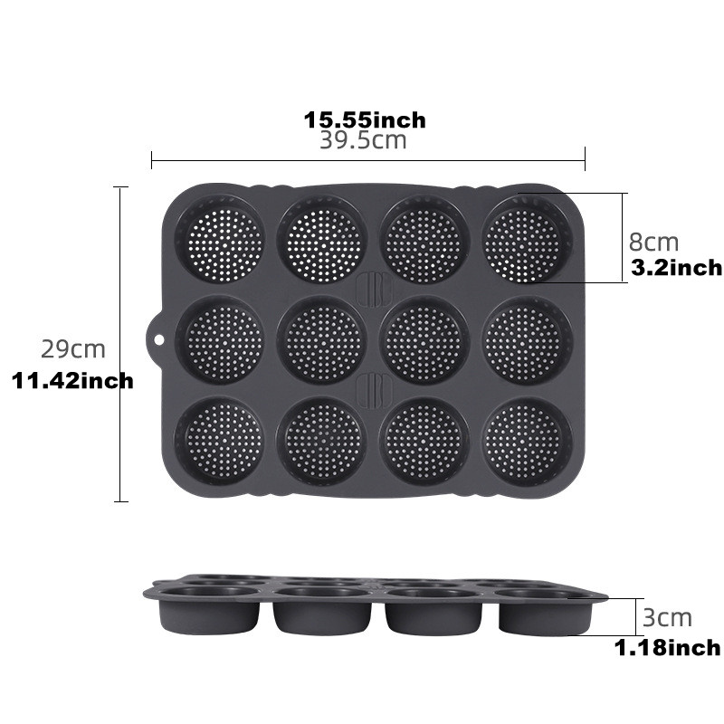 Hamburger Bun Mold Non-Stick Food Grade Silicone Bread Loaf Pan Baguette Pan French Bread Baking Forms Burger Buns Sandwich Tray: green