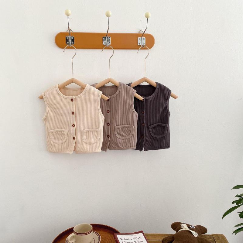 2022 Lente Herfst Baby Leuke Effen Kleur Katoenen Vest Baby Meisjes Jongens Casual Geribbelde Katoenen Kleding Pasgeboren Mode Jas