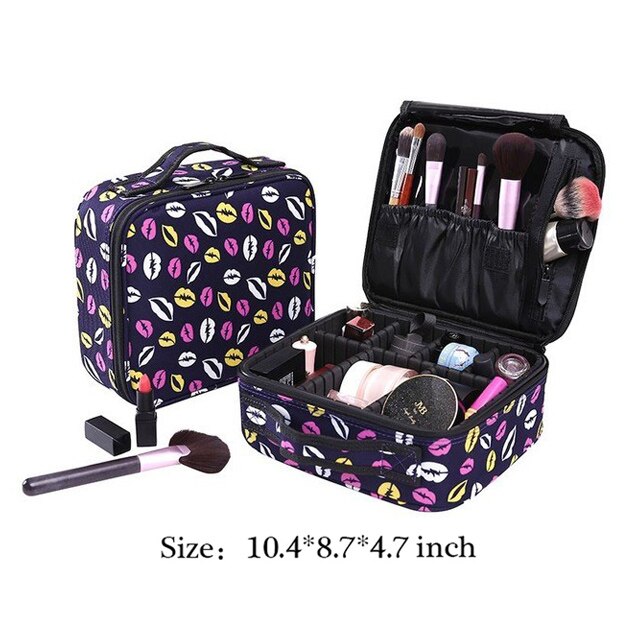 HMUNII Women Cosmetic Bag Travel Makeup Organizer Make Up Box Cosmetics Pouch Bags Beauty Case For Makeup Artist: K-Cosmetic bag