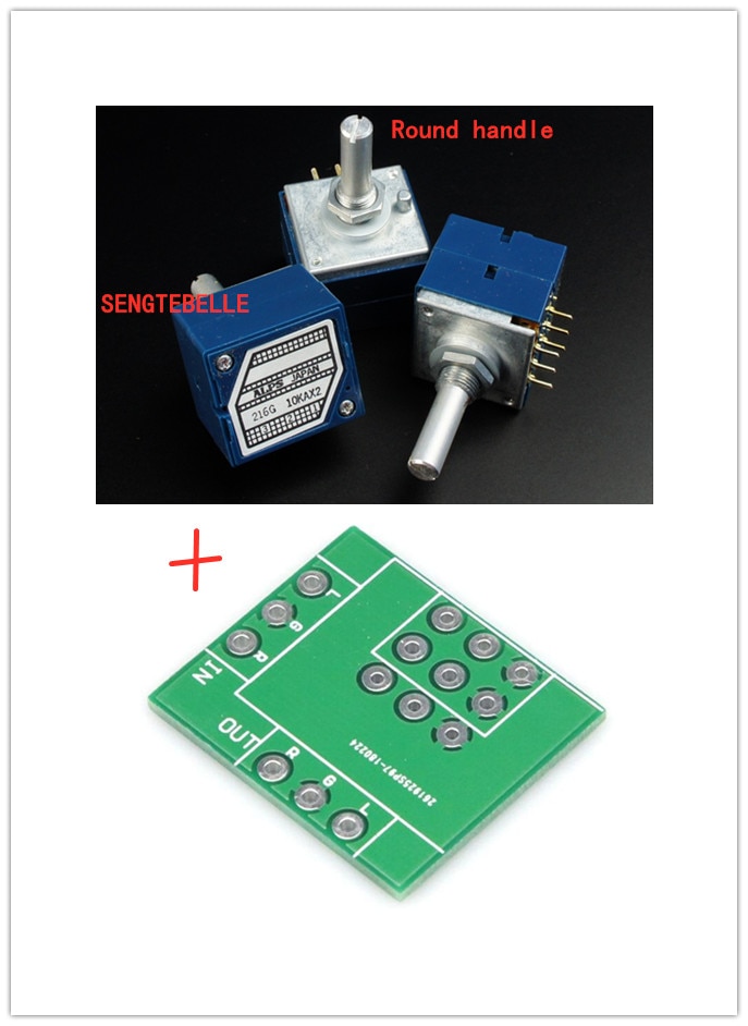 1 Uds Japón Alpes 27 potenciómetro para estéreo 10KA 20KA 50KA 100KA 250K Eje del engranaje mango redondo + PCB