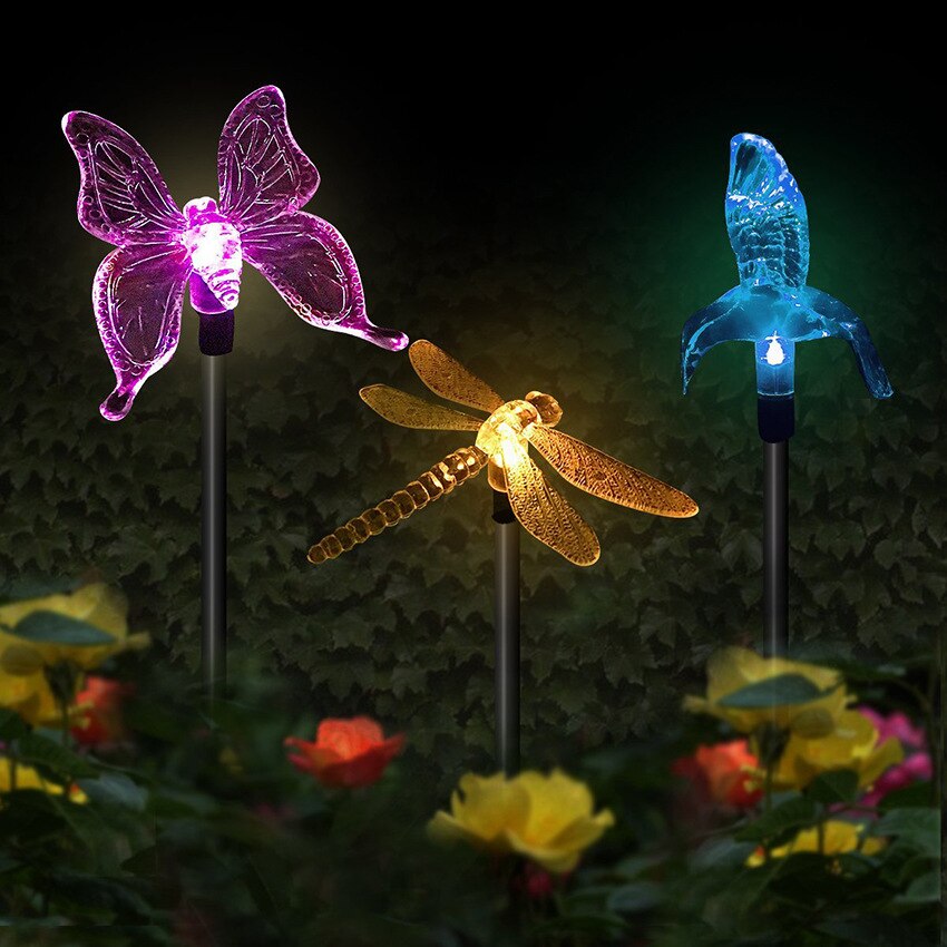 Solar lights outdoors LED butterfly dragonfly flying bird LED garden park landscape lawn party courtyard terrace decoration lamp