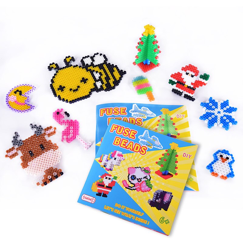 JINLETONG Hama Beads 5mm Set 4080 Pcs Fuse Iron Beads Kit Including 5 Ironing Paper 90 Patterns Pegboards Puzzle 3d Beads Kit