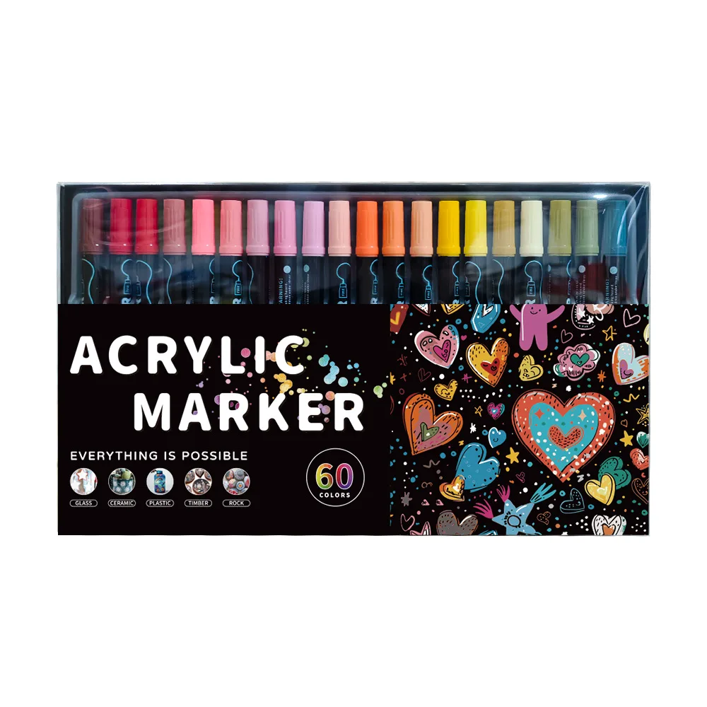 12–72 Farben Acryl-Gouache-Farbstifte, Pinsel-Zeichenmarker-einstellen für professionelle Künstler, freundlicher, Graffiti-Stoffmarker mit zwei Spitzen: Lila