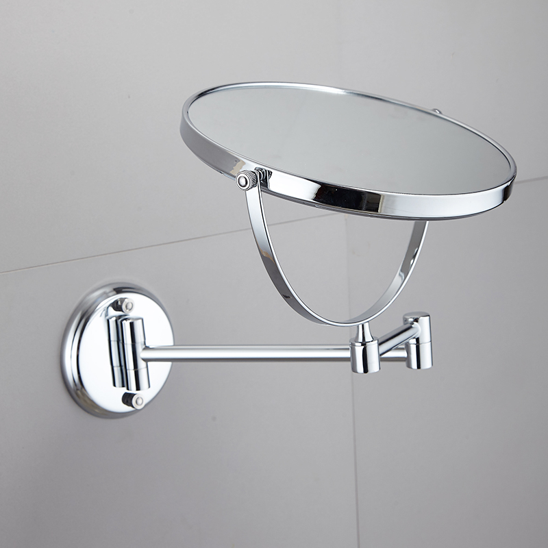 Wall Mirror Round Bathroom Makeup Mirror Stainless Steel Double Face Dressing Mirror Rotating Cosmetic Silver Make Up Tool