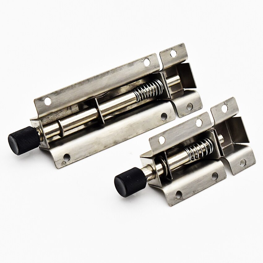 Stainless Steel Security Automatic Window Gate Lock Spring Load Bolt Latch Door Automatic Latch Push Open Latch with Screws