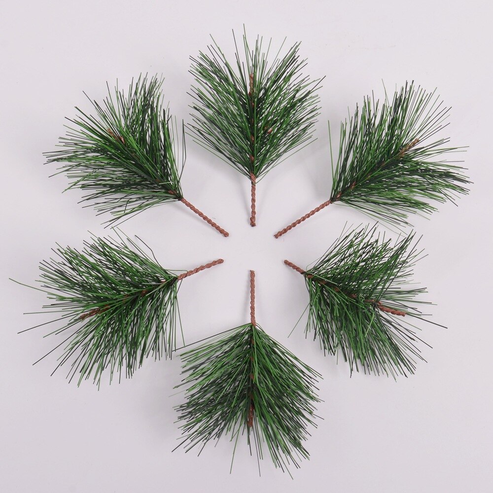 5/10 stücke Weihnachten Künstliche Grün Kiefer Zweige Künstliche Blume Pflanze Hochzeit Weihnachten DIY Hause Weihnachten Baum Dekoration: Pine Needle B 10CM / 5PCS