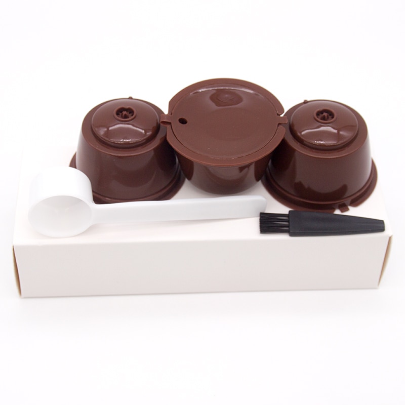 3 st återanvändbara nespresso kaffekapslar filterkopp för nescafe dolce gusto dripper påfyllningsbara kaffekapslar med skedborste