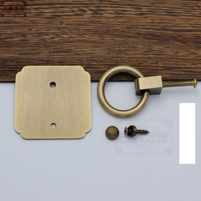 Pure copper Chinese style copper ring handle solid wood furniture drawer copper piece pull ring door decoration handle antique p