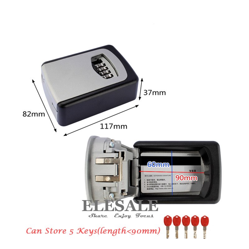 Key Storage Organizer Boxes with 4 Digit Wall Mounted Combination Password Keys Hook Organizer Boxes Small Metal Secret Safe Box