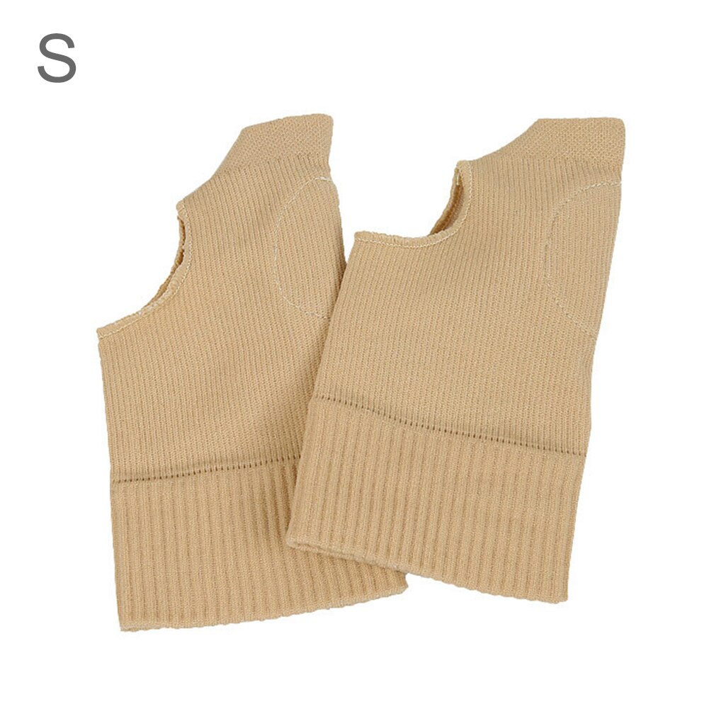 1 Paar Duim Ondersteuning Spalk Zacht Ademend Hand Pols Brace Sport Beschermende Zweet Polsband Pijnbestrijding Therapeutische Handschoenen: Beige / L