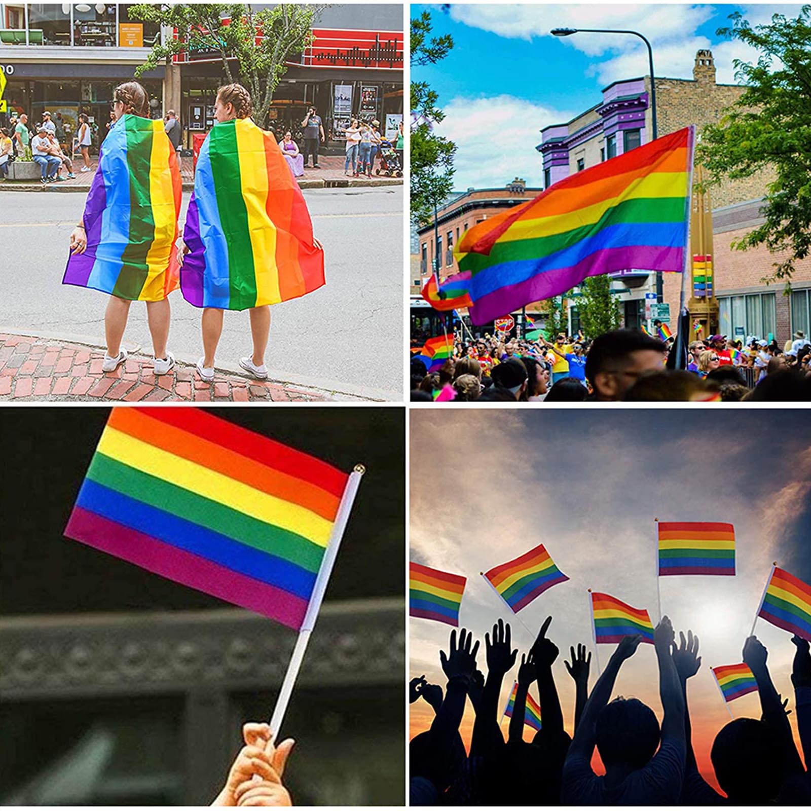 90x150cm Rainbow Pride Flag 6-Color Stripes UV Fading Resistant Pride Day Banner for LGBTQ Equal Love