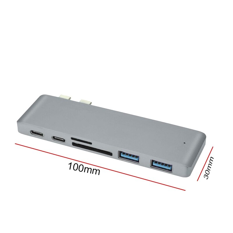 6 in 1 Tipo-C USB-C centro Adattatore doppio USB 3.0 Porta fulmine 3 per pro