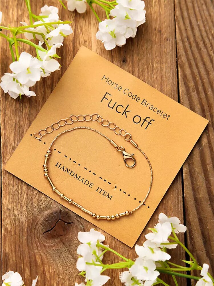 Verstelbare Kralen Morse Code Verstelbare Lichtmetalen Armband Vrouwen Handgemaakte Sieraden