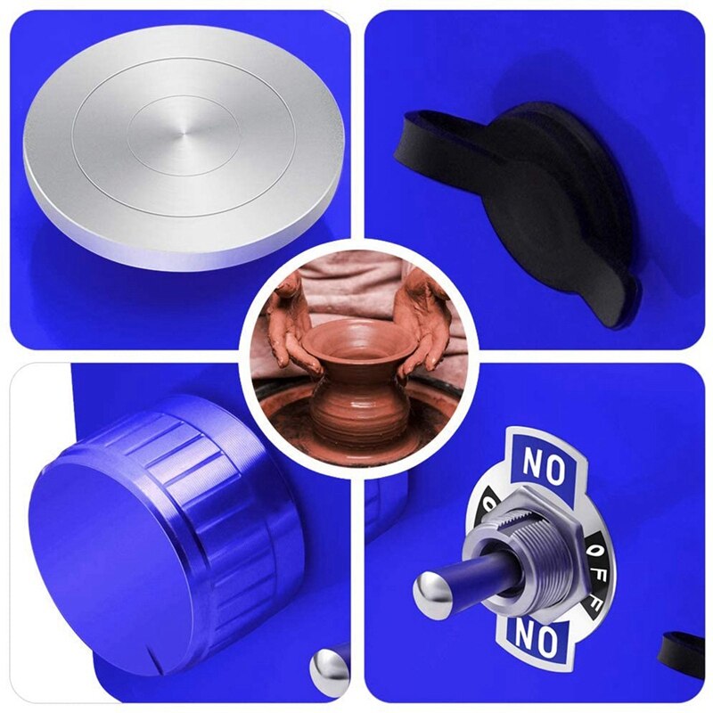 Rueda giratoria pequeña para cerámica, rueda eléctrica para máquina de alfarería, herramientas para arcilla con bandeja para trabajo de cerámica, enchufe europeo